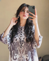 Front And Back Digital Printed Frock With Printed Flapper 2Pcs