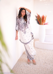 Front And Back Digital Printed Frock With Printed Flapper 2Pcs