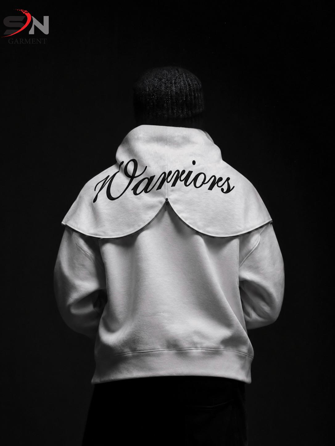 Warrior Printed Back Wings Style Zipper Hoodie