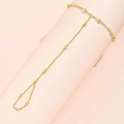 Elegant Gold-Tone Hand Chain Bracelet with Ring Chain