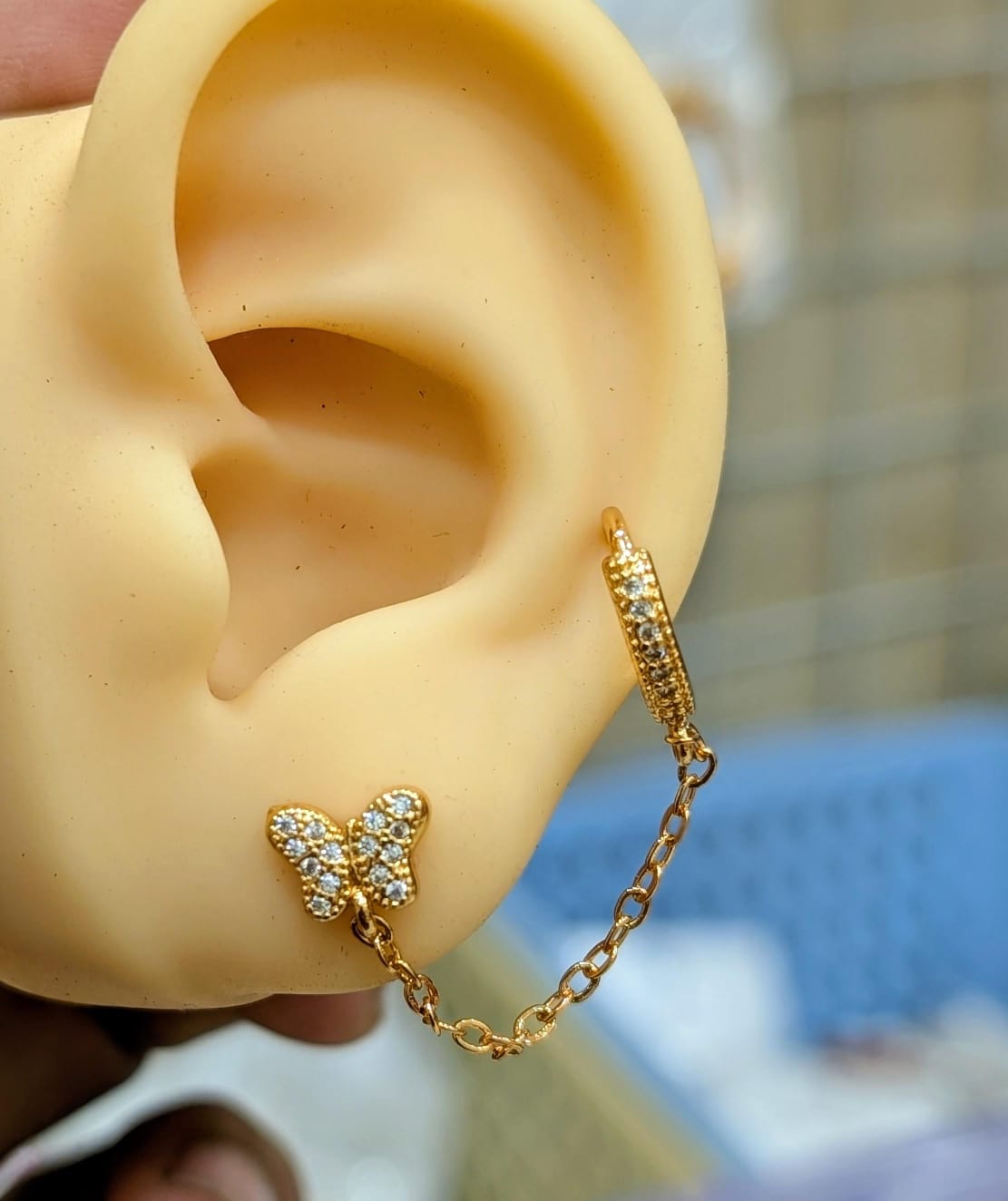 Elegant Butterfly Chain Ear Cuff Earrings
