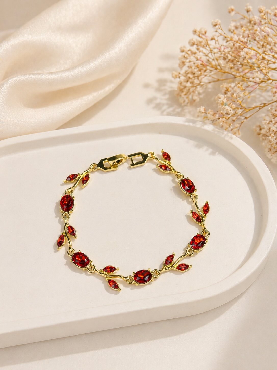 Elegant  Tulip Pink Crystal Bracelet