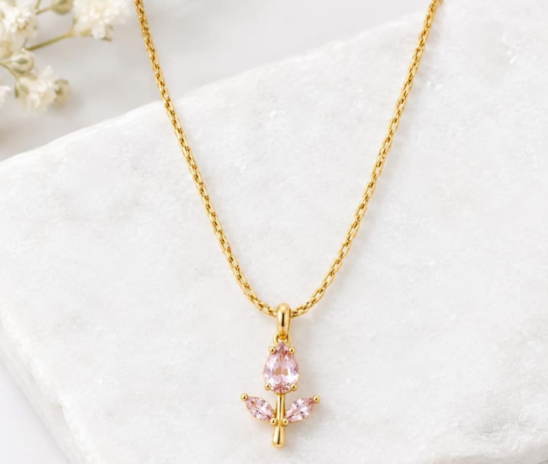 Elegant Tulip Crystal Pendant Necklace