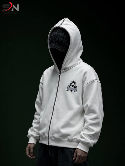 Warrior Printed Back Wings Style Zipper Hoodie