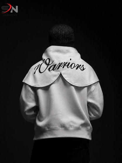 Warrior Printed Back Wings Style Zipper Hoodie