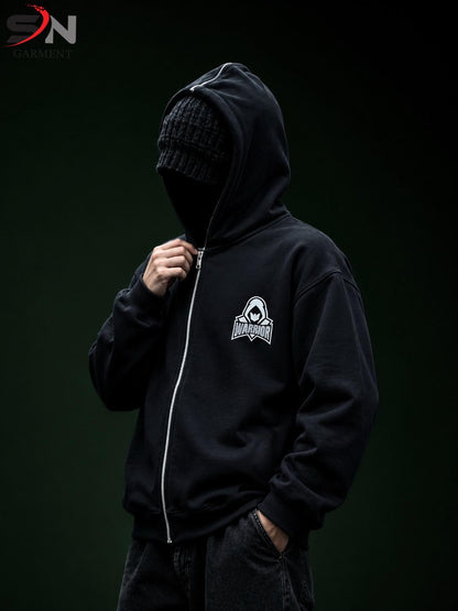 Warrior Printed Back Wings Style Zipper Hoodie