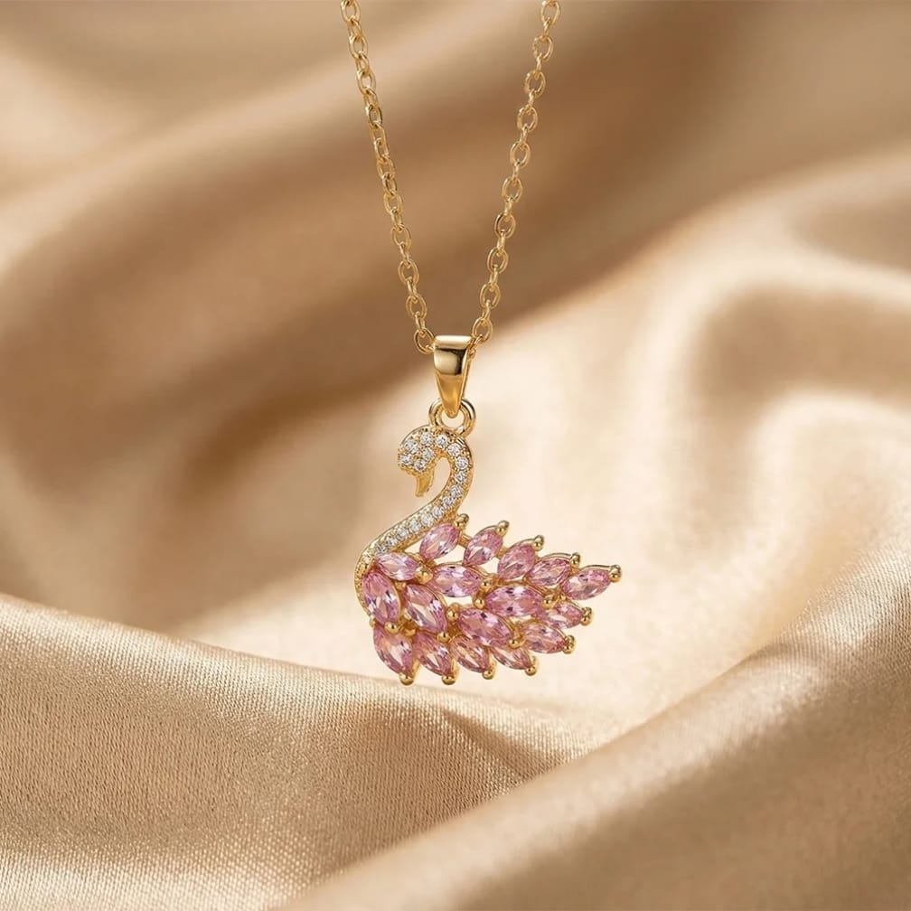 Elegant Swan Crystal Pendant Necklace