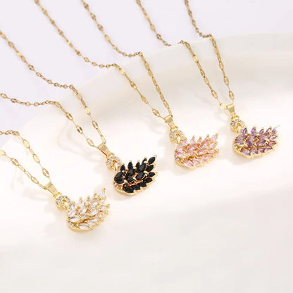Elegant Swan Crystal Pendant Necklace