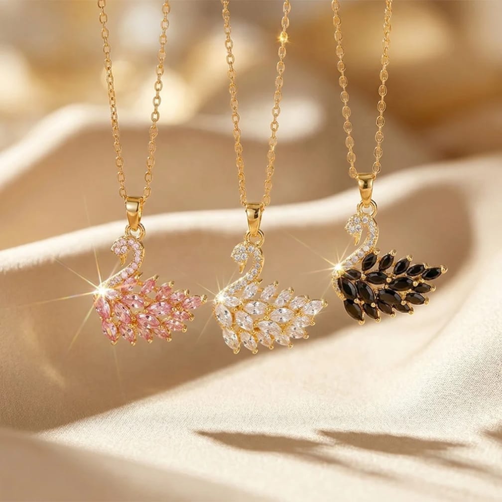 Elegant Swan Crystal Pendant Necklace