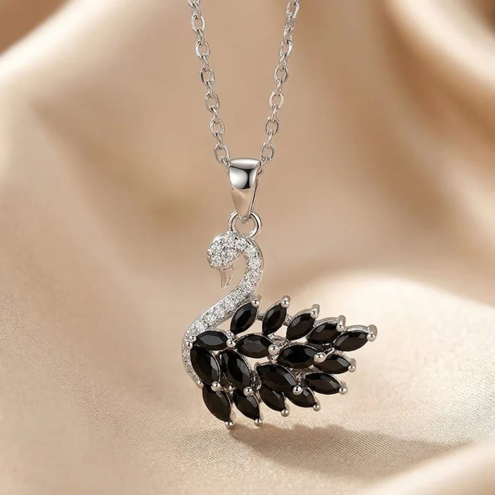 Elegant Swan Crystal Pendant Necklace